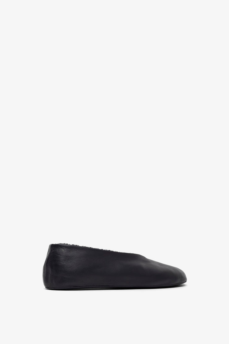 Stella black shearling flats