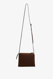 Nu Mini Twin brown suede crossbody bag