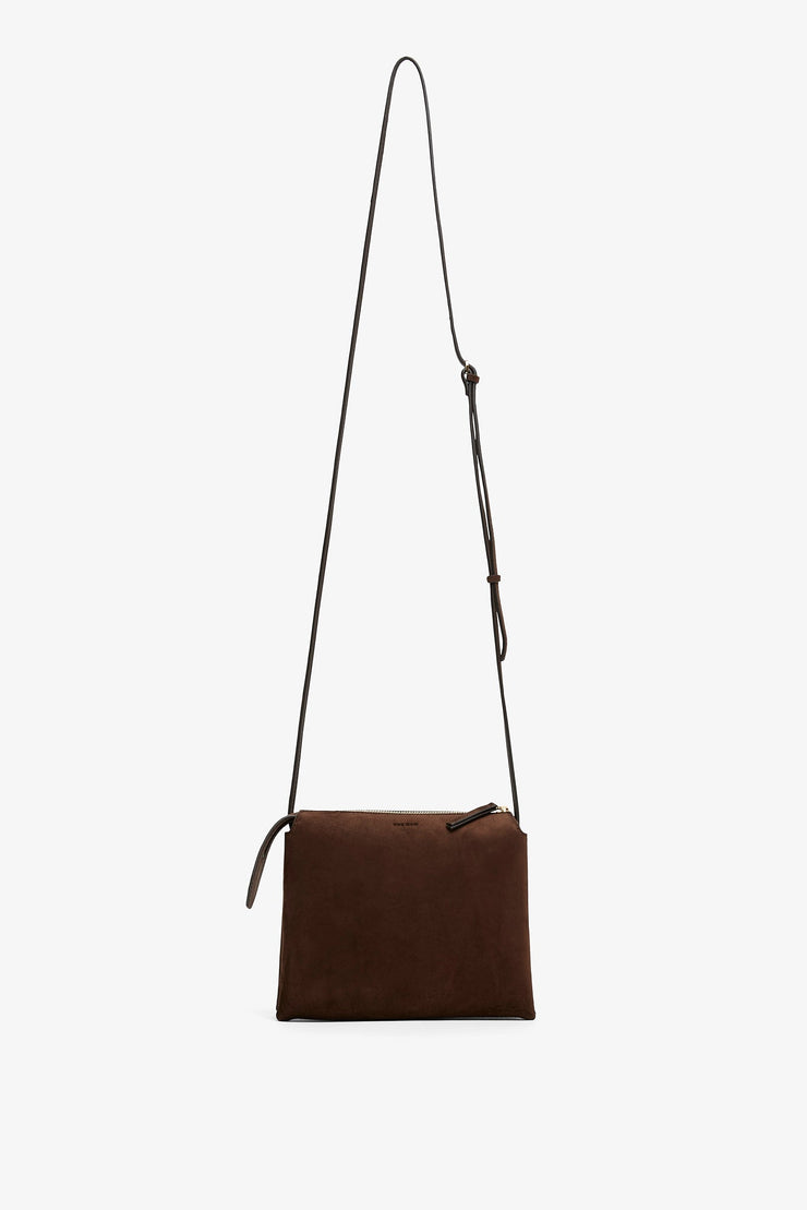 Nu Mini Twin brown suede crossbody bag