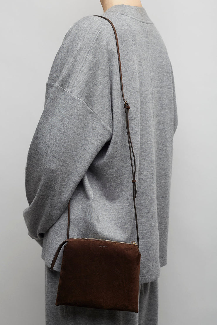 Nu Mini Twin brown suede crossbody bag