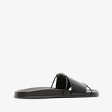 Vivienne black leather slides