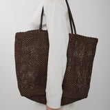 Barn dark brown raffia tote bag