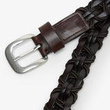 Cord brown silver buckle belt