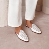 Laser-cut leather half loafers