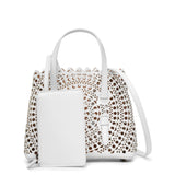 Mina 20 vienne circulaire white leather tote bag