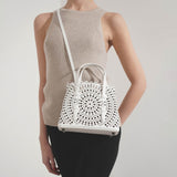 Mina 20 vienne circulaire white leather tote bag