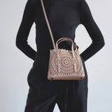 Mina 20 vienne circulaire beige leather tote bag