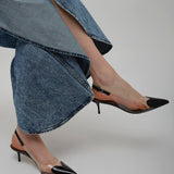 Coeur 55 black patent slingbacks
