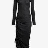 Sheer wool knit draped dress
