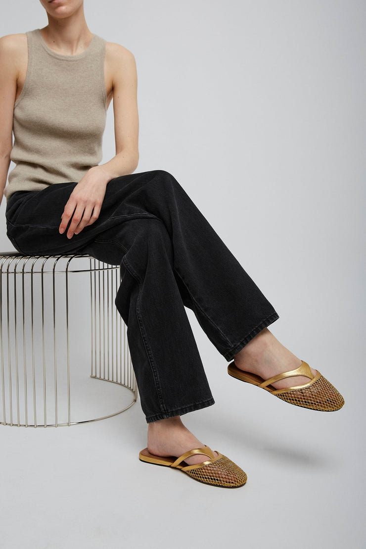 Infradito flat gold mules