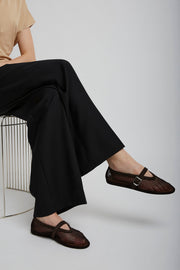 Brown mesh ballet flats