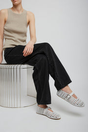 Vienne white leather ballet flats