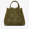 Alaïa Mina 20 camouflage green suede tote bag