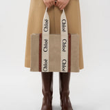 Woody medium white brown canvas bag