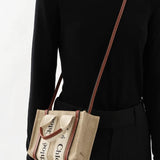 Woody mini white brown canvas bag