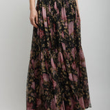 Black flower maxi skirt