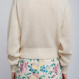 Embroidered alpaca silk knit sweater