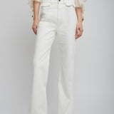 High-rise white denim flare jeans