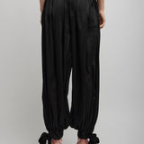 Fluid pleated silk charmeuse pants