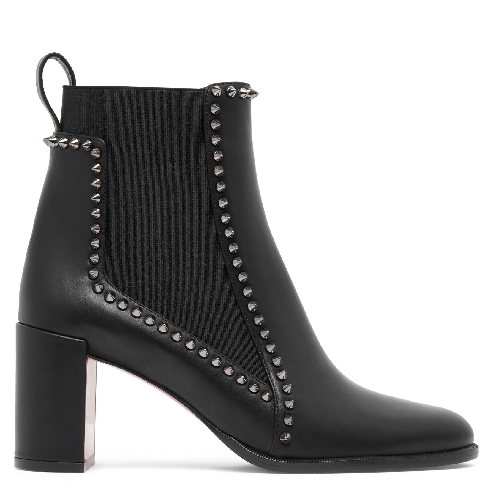 Shop Christian Louboutin Out Line 70 Black Leather Spike Ankle Boots