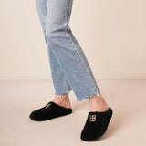 4G black fur flats