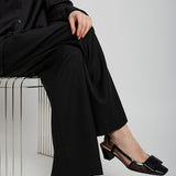 Belle Vivier 45 black mesh slingback pumps