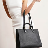 Gancio tote black leather bag