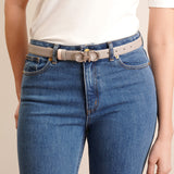 Rhinoceros grey 25 leather silver buckle belt