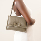 Viva bow olive leather bag