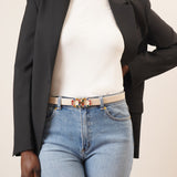New Gancini crystal bone leather belt