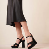 Sonya black suede platform sandals