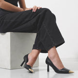 Amber 70 black leather pumps