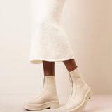Zipped 1 beige nubuck ankle boots
