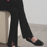 Ava black leather ballerinas