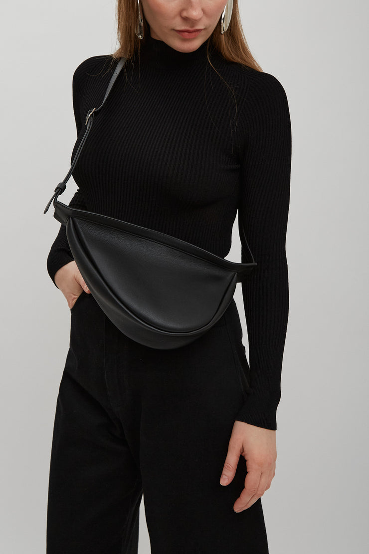 Slouchy banana small black shoulder bag