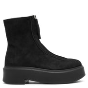 Zipped I black suede ankle boots