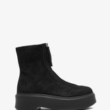 Zipped I black suede ankle boots