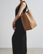 Large N/S beige leather tote bag