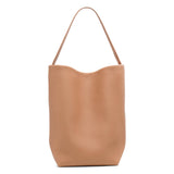 Large N/S beige leather tote bag