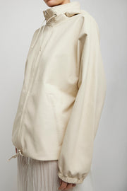 Jilly leather zip hooded jacket