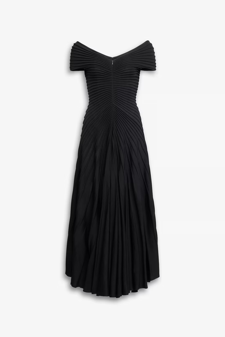 V neck black maxi dress