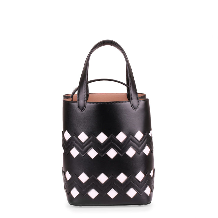 Monochrome black leather tote