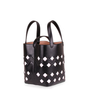 Monochrome black leather tote