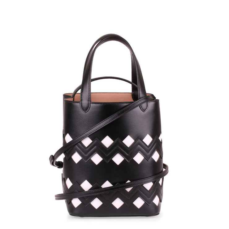 Monochrome black leather tote