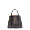 Black studded laser cut tote bag