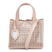 Frida Mini blush and white laser-cut bag