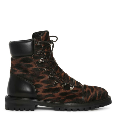 Leopard calf leather boots