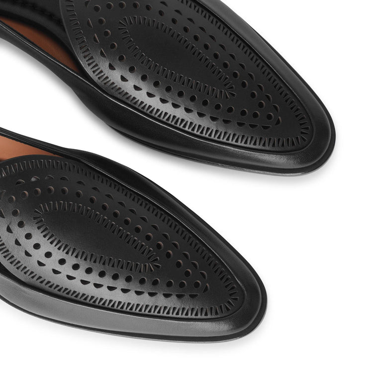 Laser-cut leather loafers
