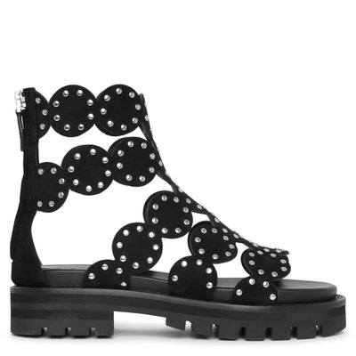 Studded suede chunky sandals