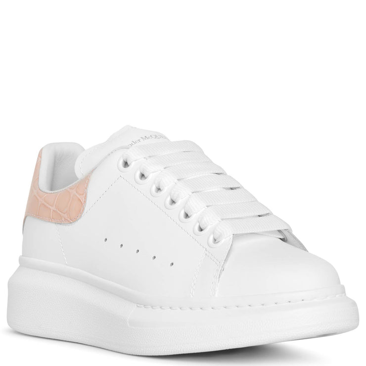 White and tea rose embossed classic sneakers